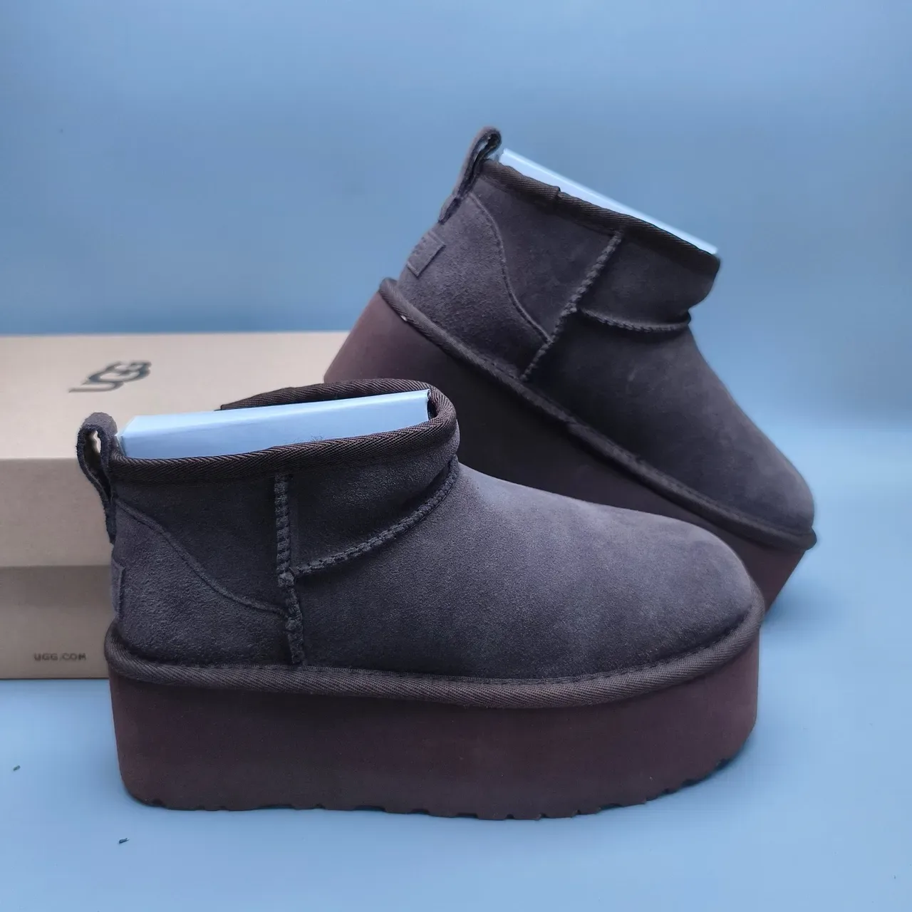 UGG Classic Mini Platform Brown Suede Snow Boots 6