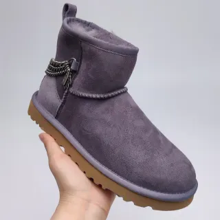 UGG Classic Mini Purple Suede Chain-Trimmed Snow Boots