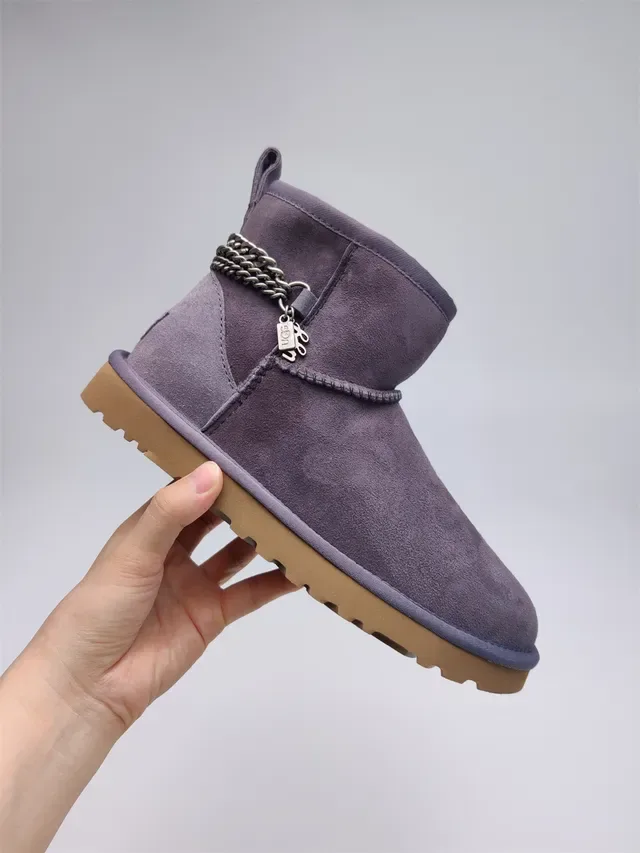 UGG Classic Mini Purple Suede Chain-Trimmed Snow Boots 5