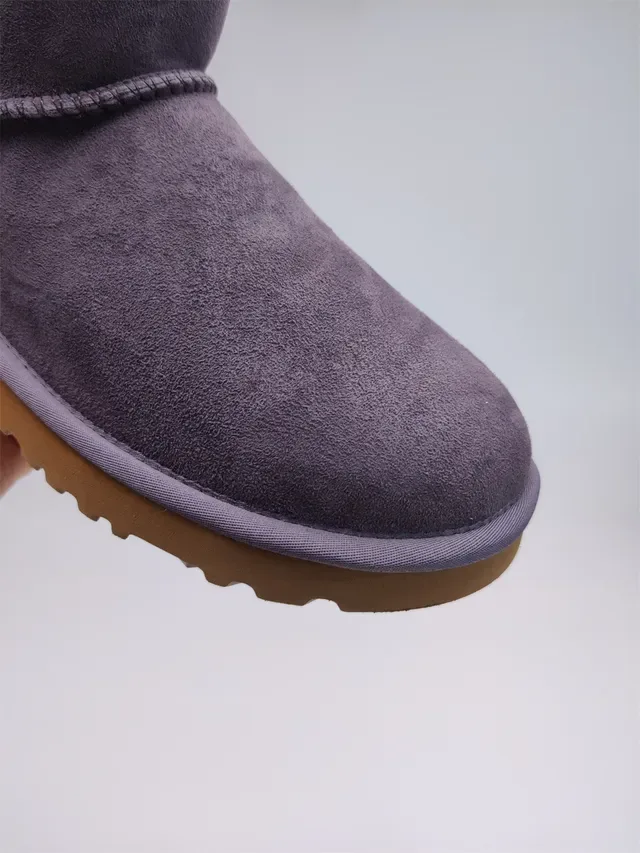 UGG Classic Mini Purple Suede Chain-Trimmed Snow Boots 8