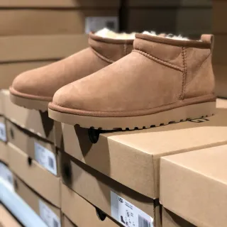 UGG Classic Mini Tan Suede Shearling-Lined Snow Boots