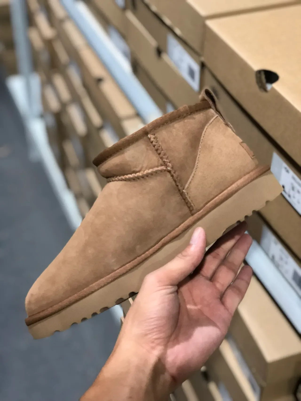UGG Classic Mini Tan Suede Shearling-Lined Snow Boots 2