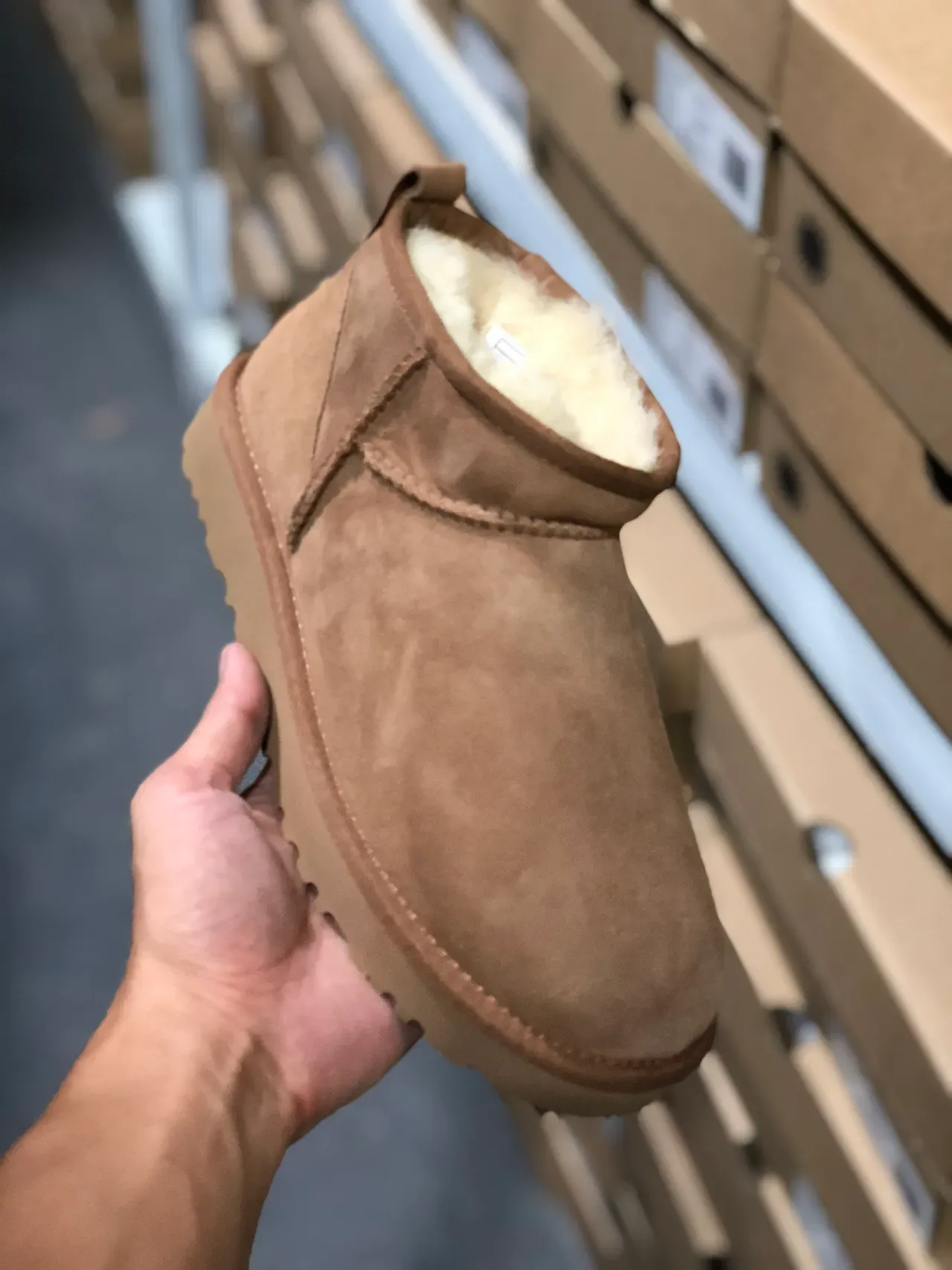 UGG Classic Mini Tan Suede Shearling-Lined Snow Boots 4