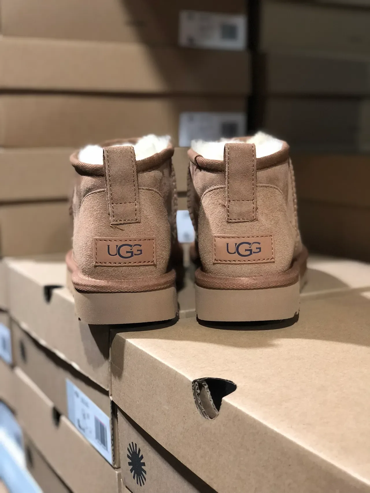 UGG Classic Mini Tan Suede Shearling-Lined Snow Boots 6