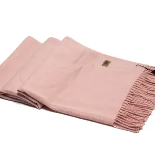 UGG 粉色 编织纹理 流苏边 羊绒围巾