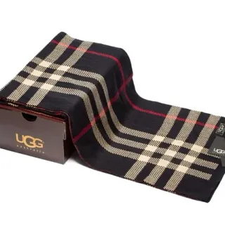 UGG وشاح مربعات أسود بيج أحمر كشمير