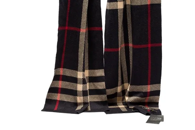 UGG Plaid Black Beige Red Cashmere Scarf 4