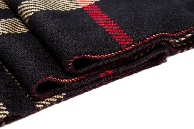 UGG Plaid Black Beige Red Cashmere Scarf 10