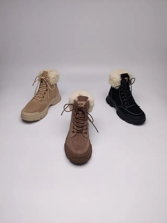 UGG Suede Shearling-Cuff Chunky Sole Snow Boots 2