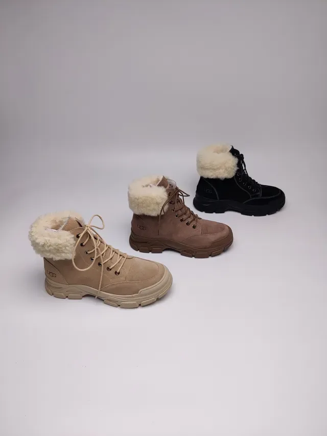 UGG Suede Shearling-Cuff Chunky Sole Snow Boots 4