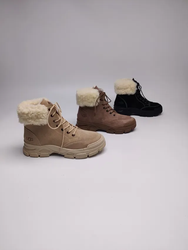 UGG Suede Shearling-Cuff Chunky Sole Snow Boots 5