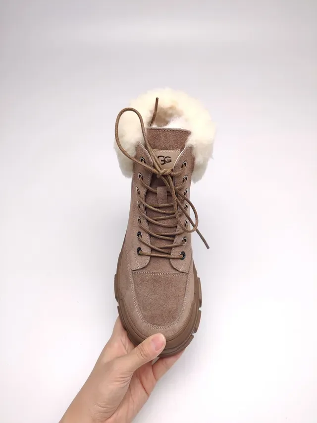 UGG Suede Shearling-Cuff Chunky Sole Snow Boots 7