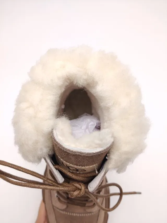 UGG Suede Shearling-Cuff Chunky Sole Snow Boots 8