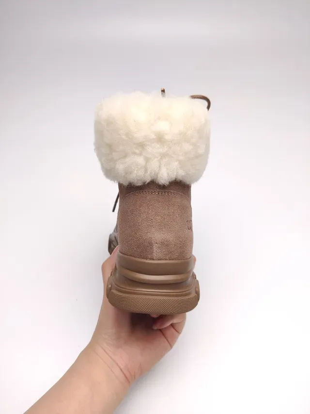 UGG Suede Shearling-Cuff Chunky Sole Snow Boots 9