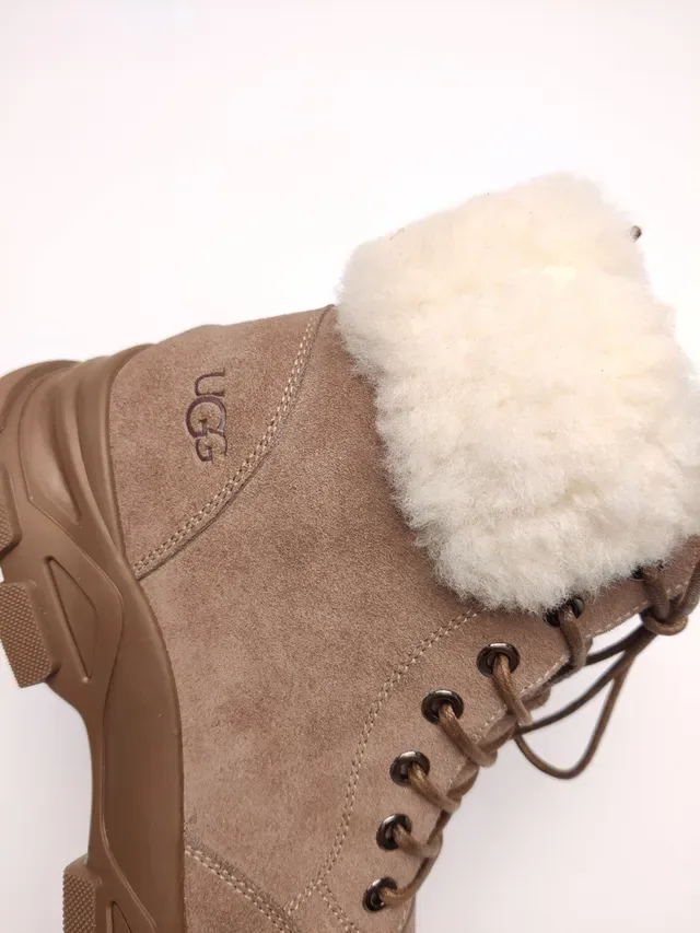 UGG Suede Shearling-Cuff Chunky Sole Snow Boots 11