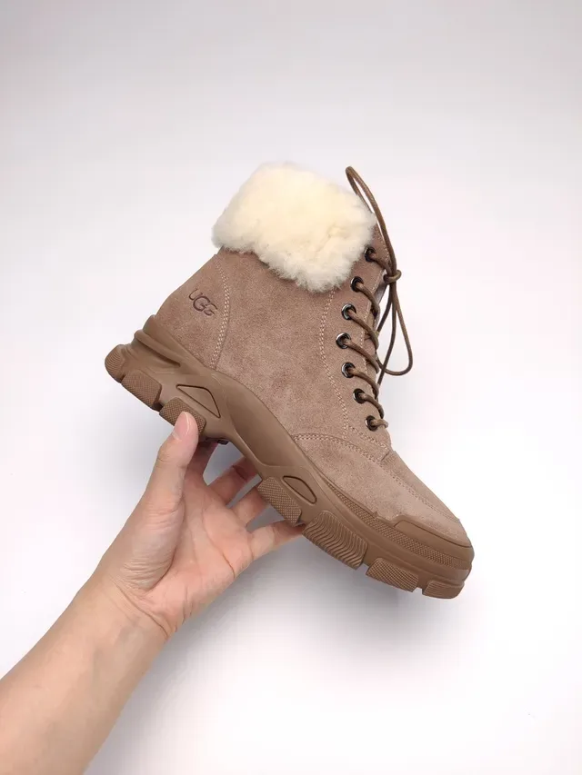 UGG Suede Shearling-Cuff Chunky Sole Snow Boots 12