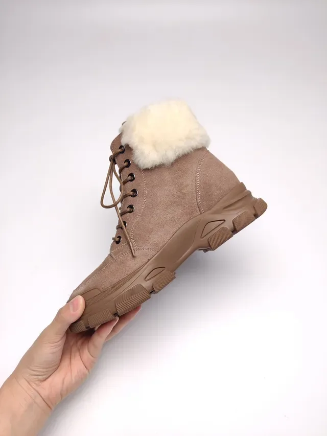 UGG Suede Shearling-Cuff Chunky Sole Snow Boots 13