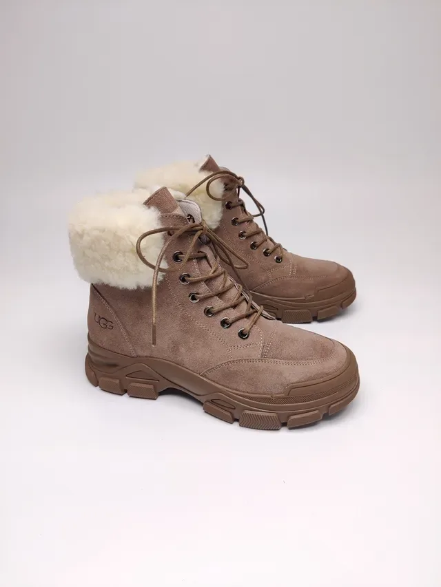 UGG Suede Shearling-Cuff Chunky Sole Snow Boots 15