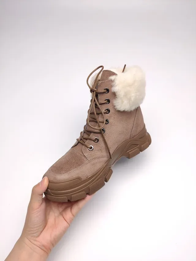 UGG Suede Shearling-Cuff Chunky Sole Snow Boots 16
