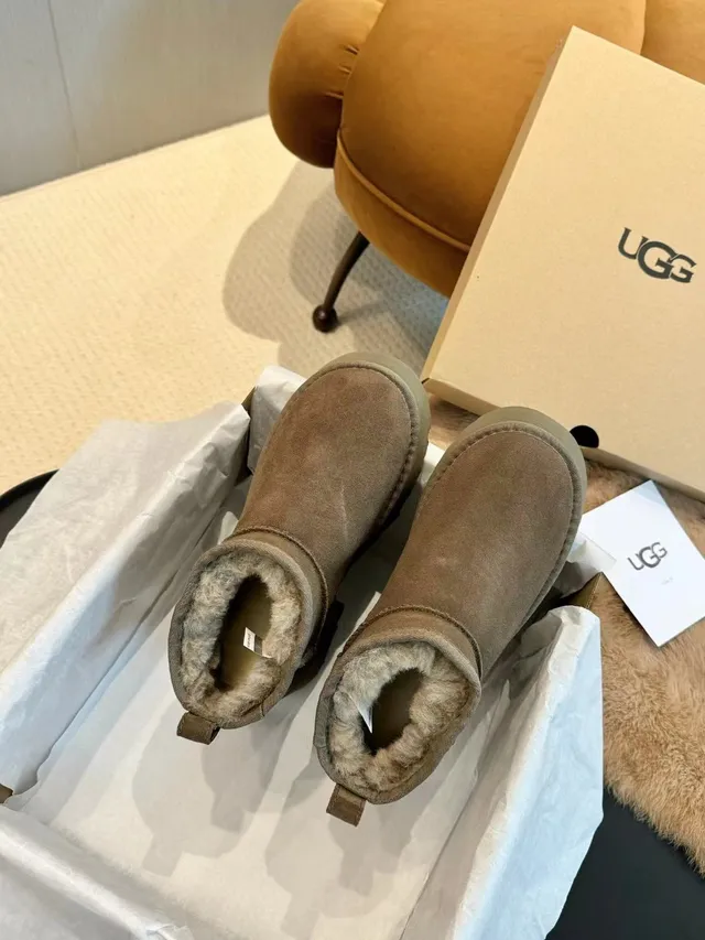 UGG Suede Shearling-Lined Chunky Platform Ankle Boots 2