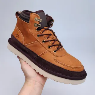 UGG Tan and Burgundy Two-Tone Suede Leather Work Boot