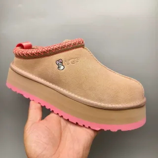 UGG Tasman Beige and Pink Platform Loafers