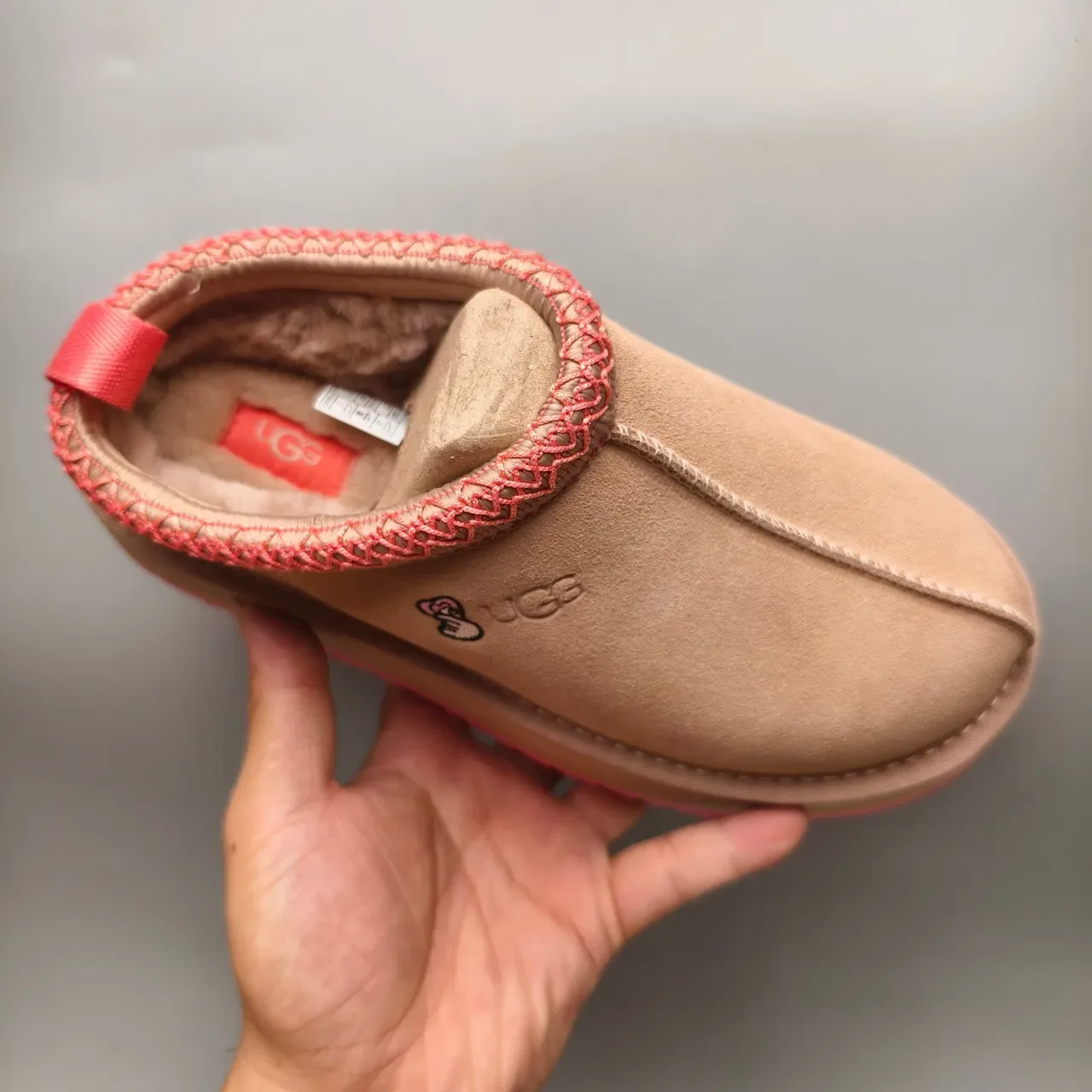 UGG Tasman Beige and Pink Platform Loafers 3
