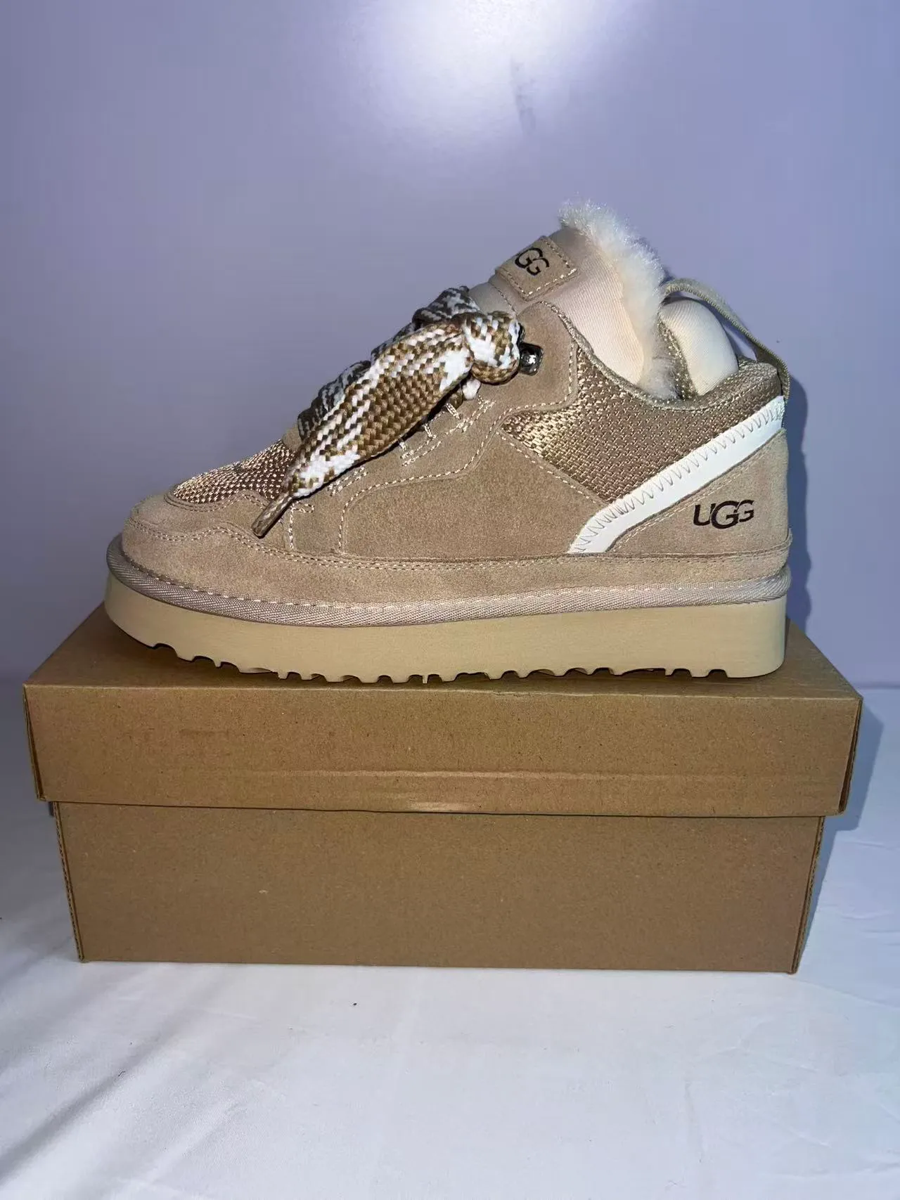 UGG Tasman Beige Shearling-Lined Platform Lifestyle Sneaker 3