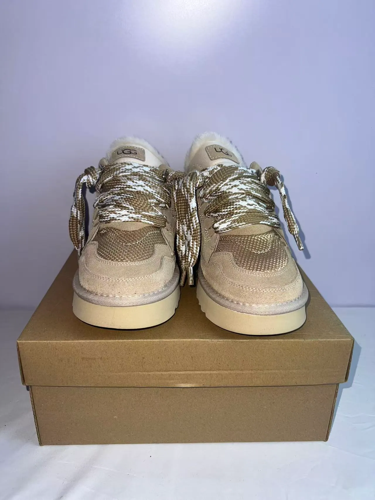 UGG Tasman Beige Shearling-Lined Platform Lifestyle Sneaker 5