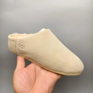 UGG Tasman Beige Suede Shearling-Lined Slipper