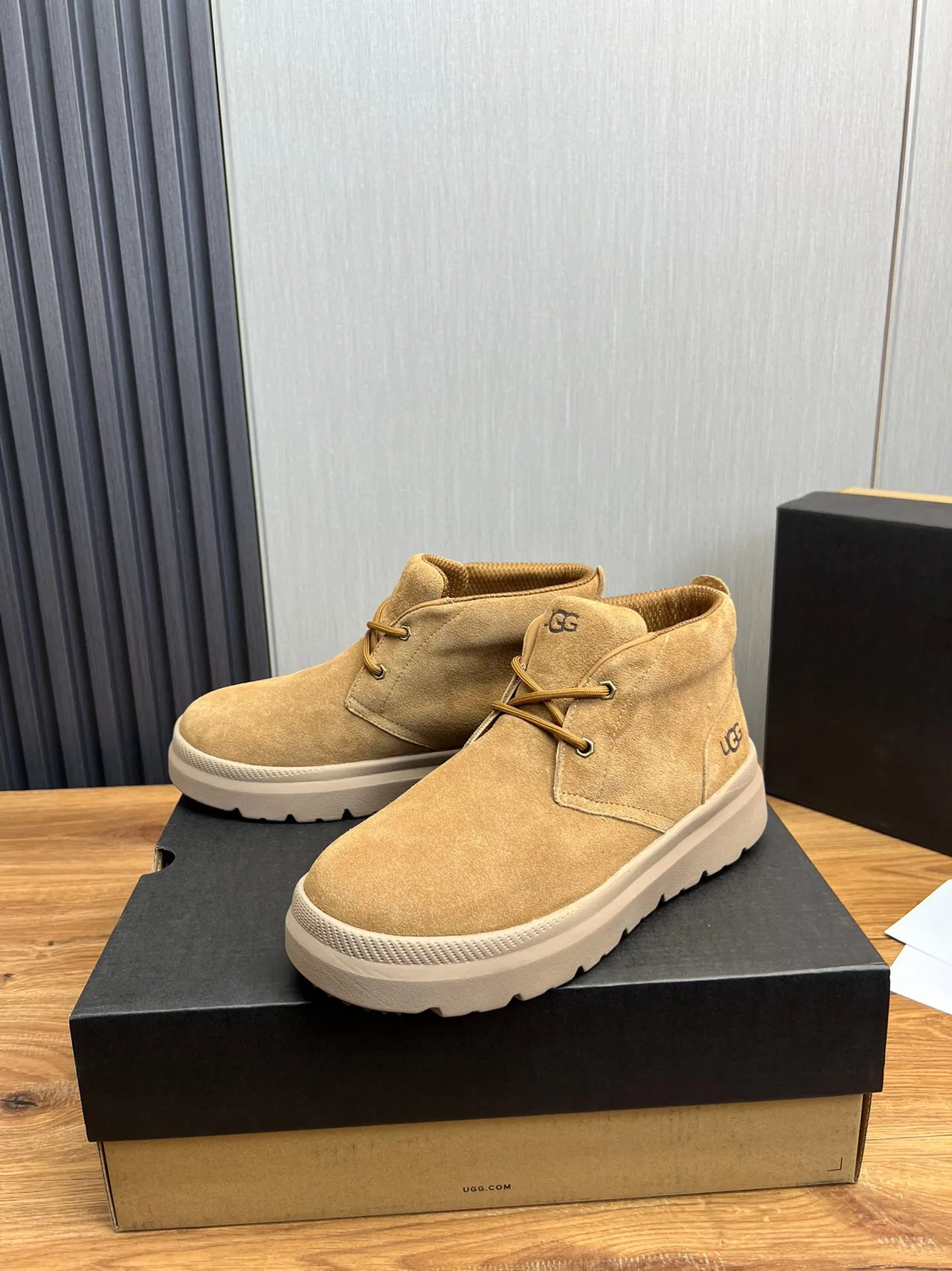 UGG Tasman Beige Suede Upper Platform Sole Ankle Boots 3