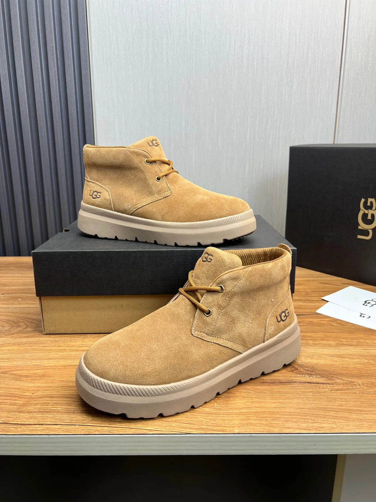 UGG Tasman Beige Suede Upper Platform Sole Ankle Boots 4