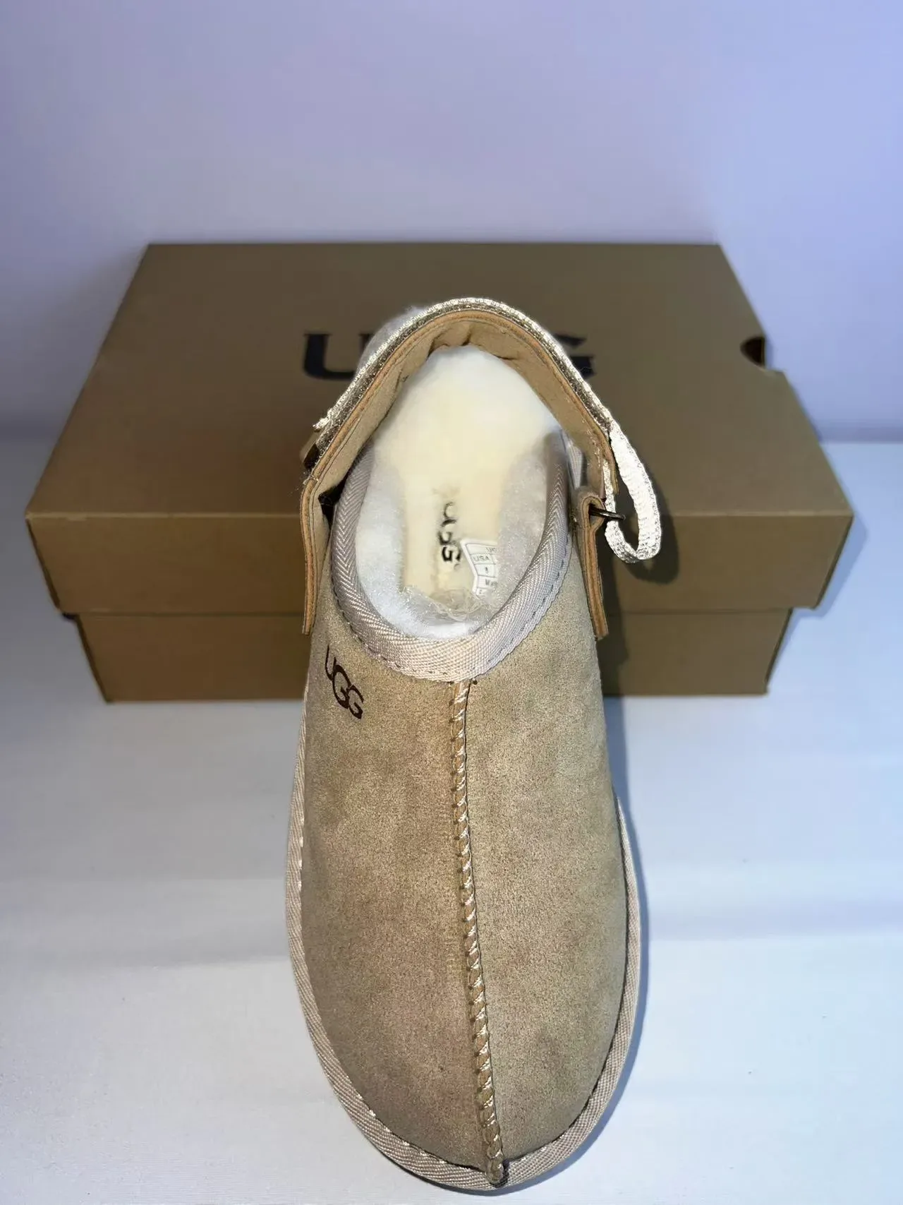 UGG Tasman Beige White Suede Upper Shearling-Lined Casual Shoes 2