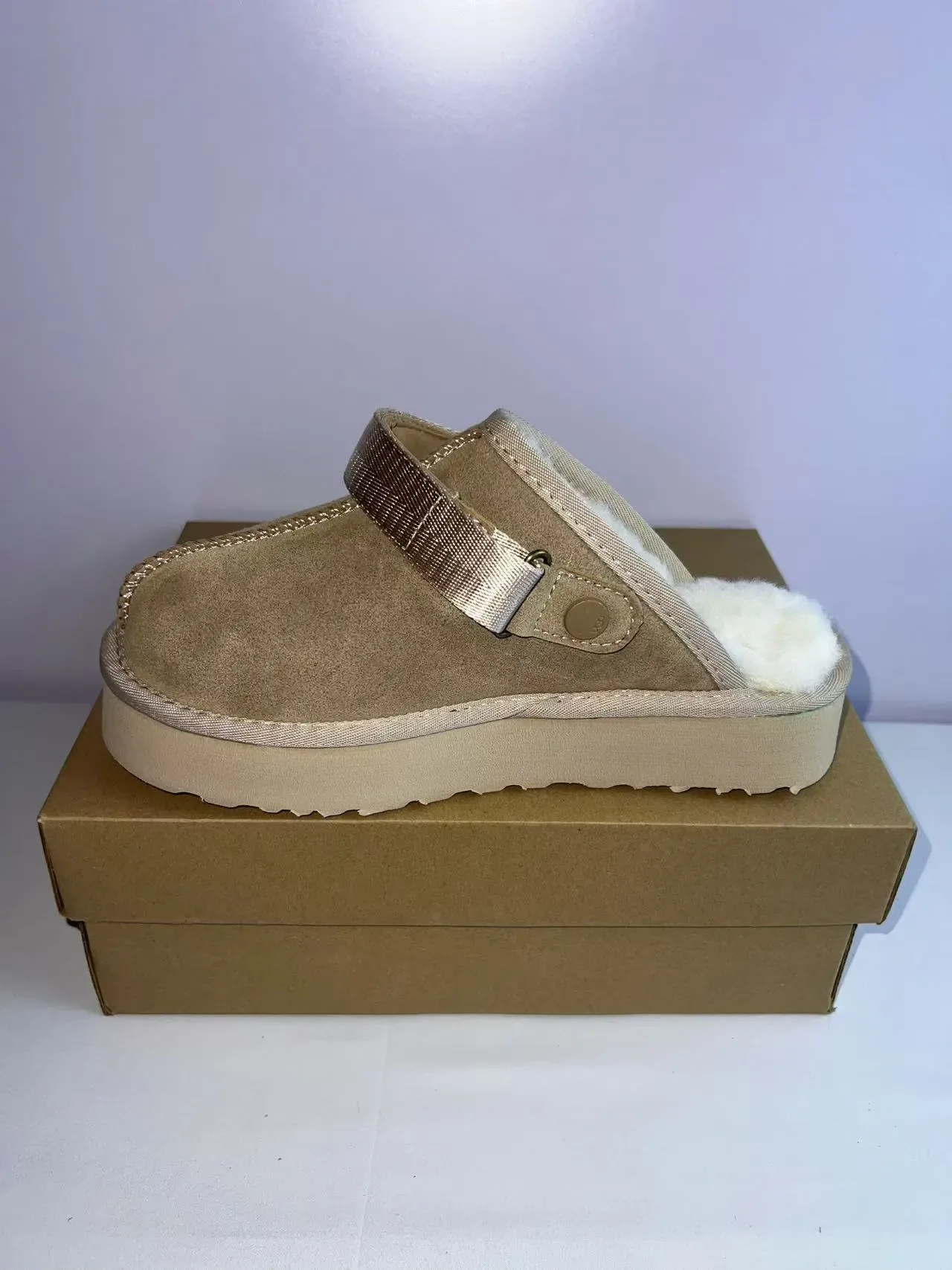 UGG Tasman Beige White Suede Upper Shearling-Lined Casual Shoes 4