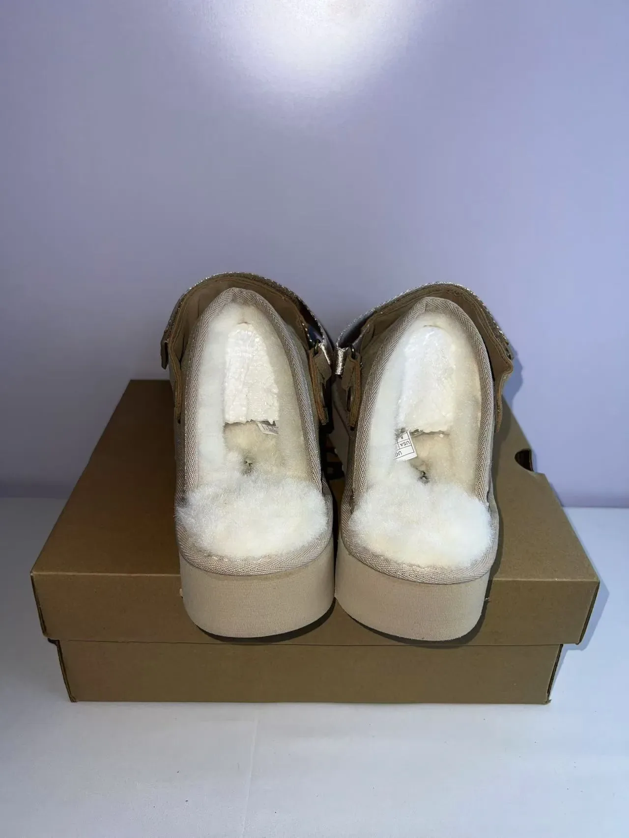 UGG Tasman Beige White Suede Upper Shearling-Lined Casual Shoes 5