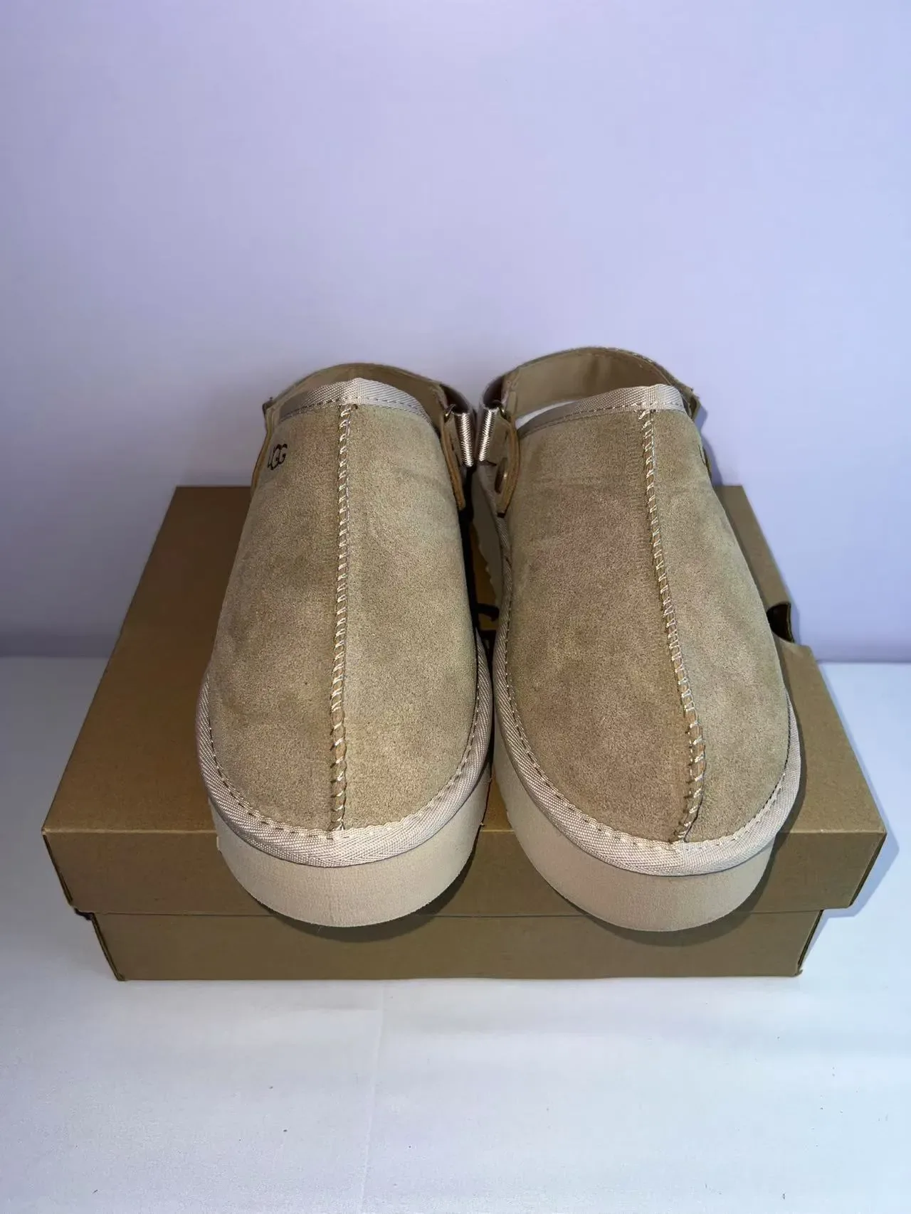 UGG Tasman Beige White Suede Upper Shearling-Lined Casual Shoes 6