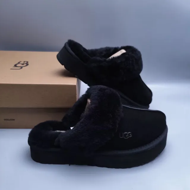 UGG Tasman Black Shearling-Lined Platform Slippers 2