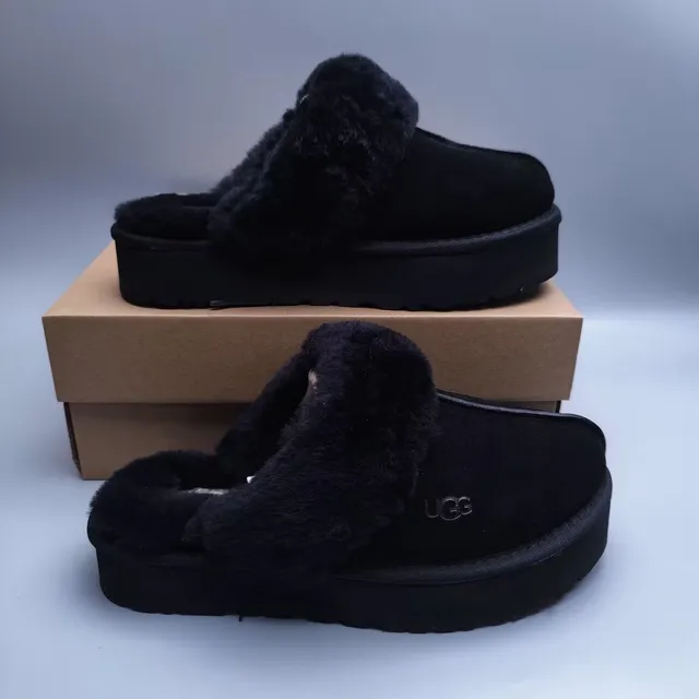 UGG Tasman Black Shearling-Lined Platform Slippers 3