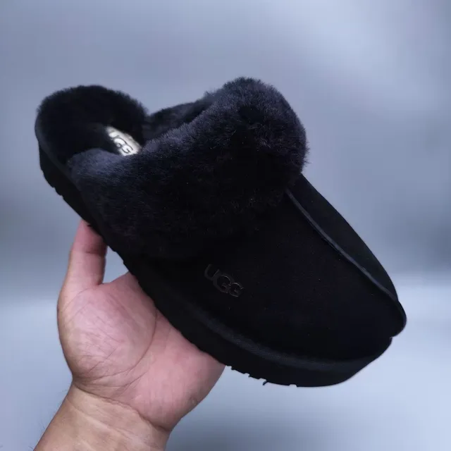 UGG Tasman Black Shearling-Lined Platform Slippers 4