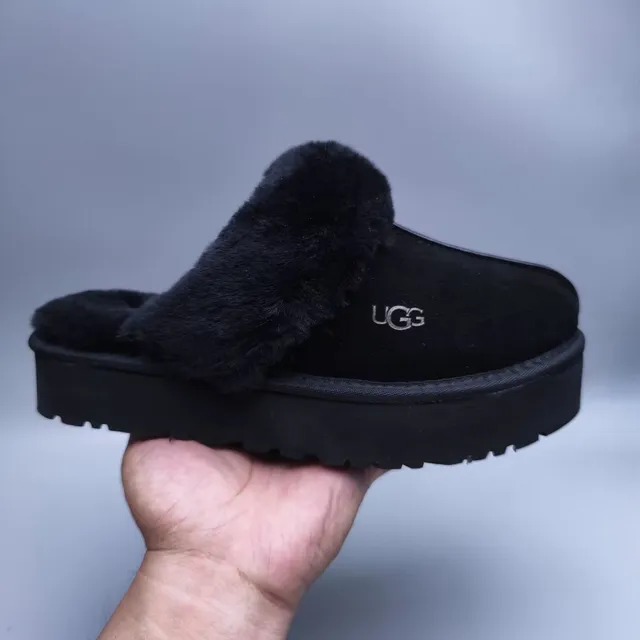 UGG Tasman Black Shearling-Lined Platform Slippers 5