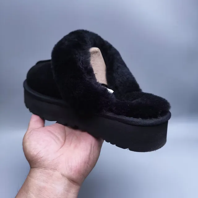 UGG Tasman Black Shearling-Lined Platform Slippers 6