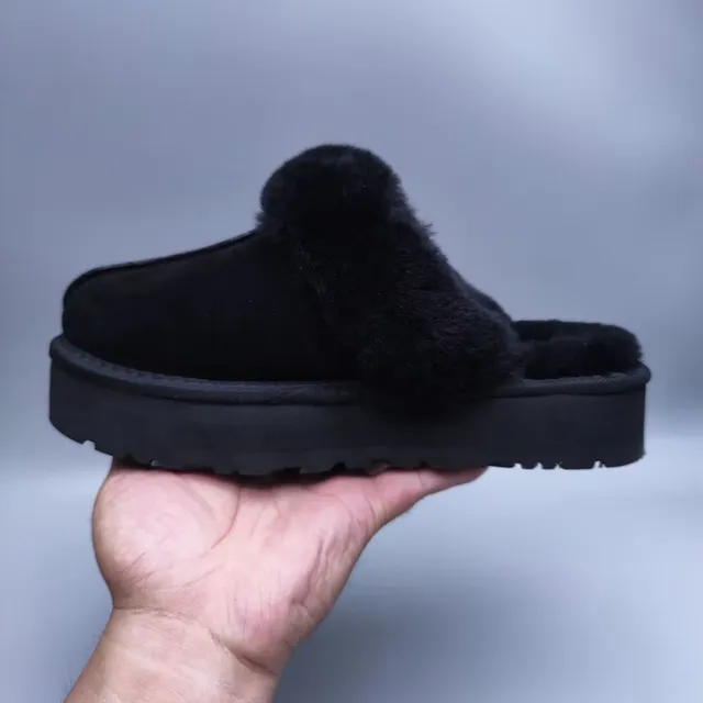 UGG Tasman Black Shearling-Lined Platform Slippers 7