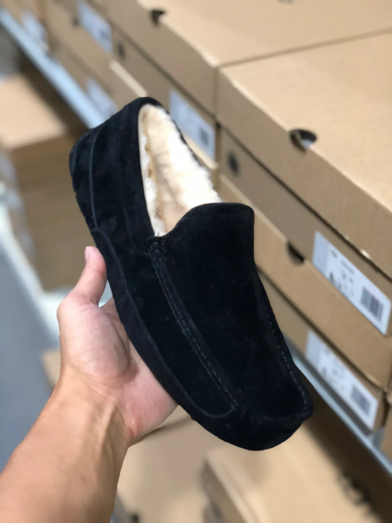 UGG Tasman Black Suede Shearling-Lined Loafers 6