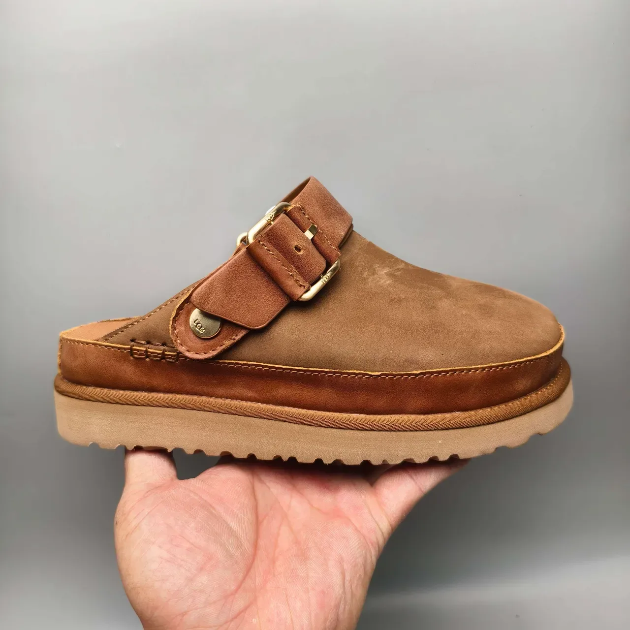 UGG Tasman Brown Beige Suede Upper Buckle Strap Casual Shoes 2