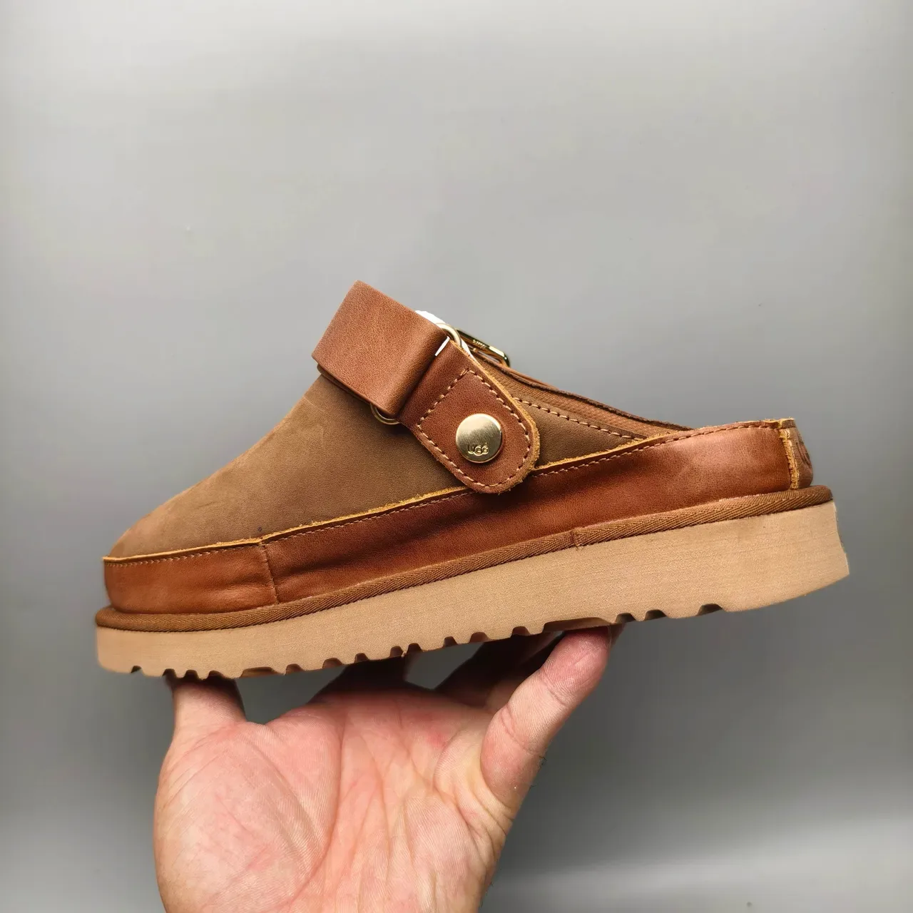 UGG Tasman Brown Beige Suede Upper Buckle Strap Casual Shoes 4