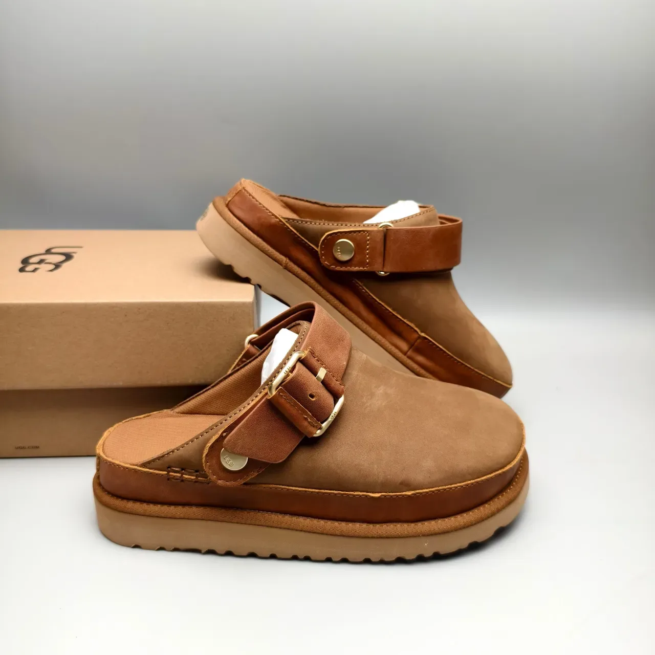 UGG Tasman Brown Beige Suede Upper Buckle Strap Casual Shoes 6