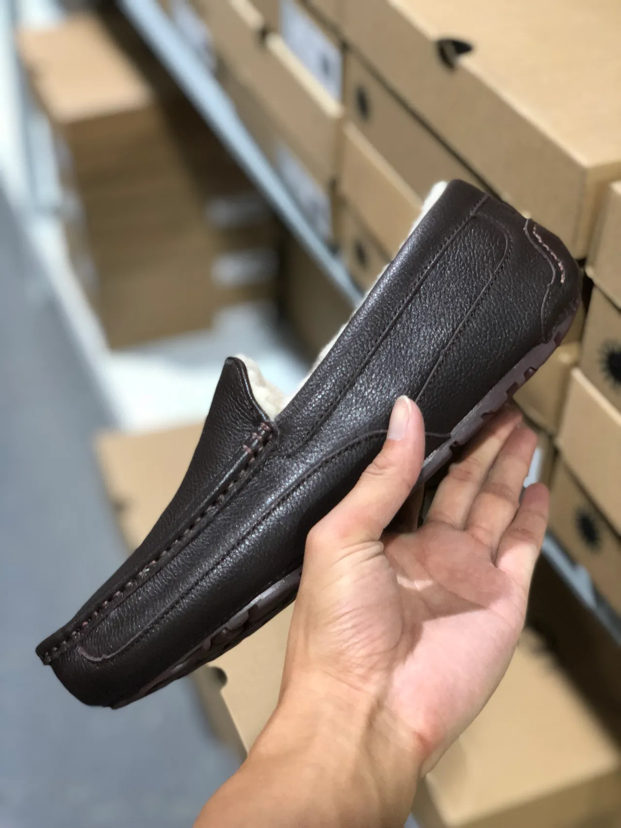 UGG Tasman Brown Leather Shearling-Lined Loafers 4
