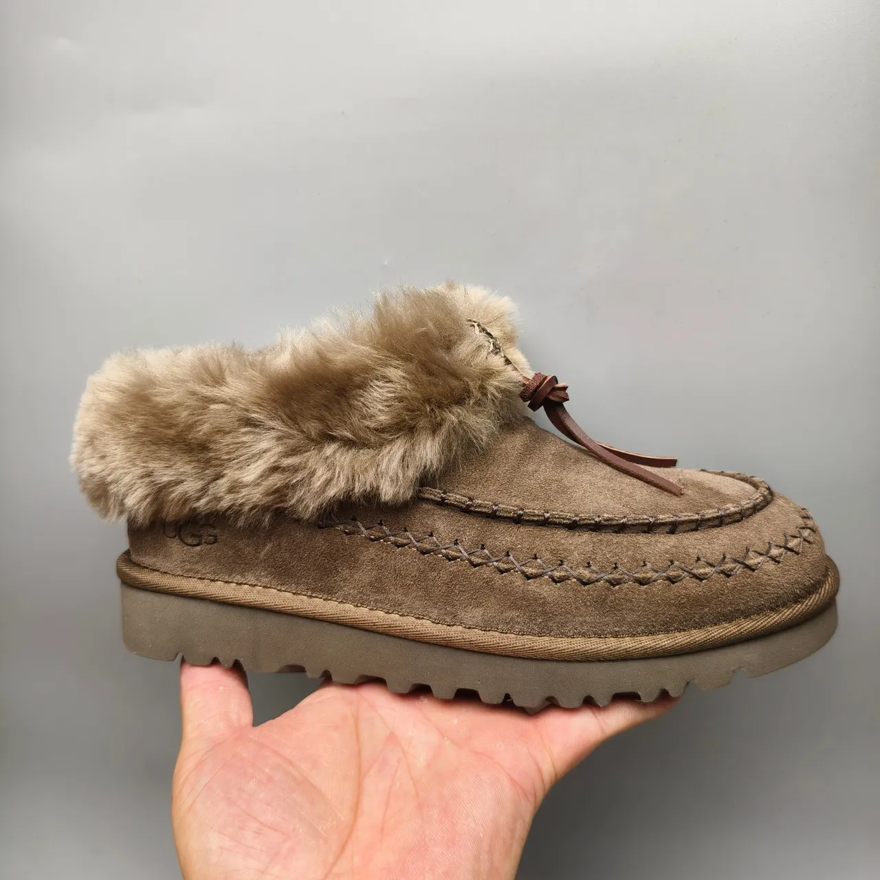 UGG Tasman Brown Suede Shearling Loafers 2
