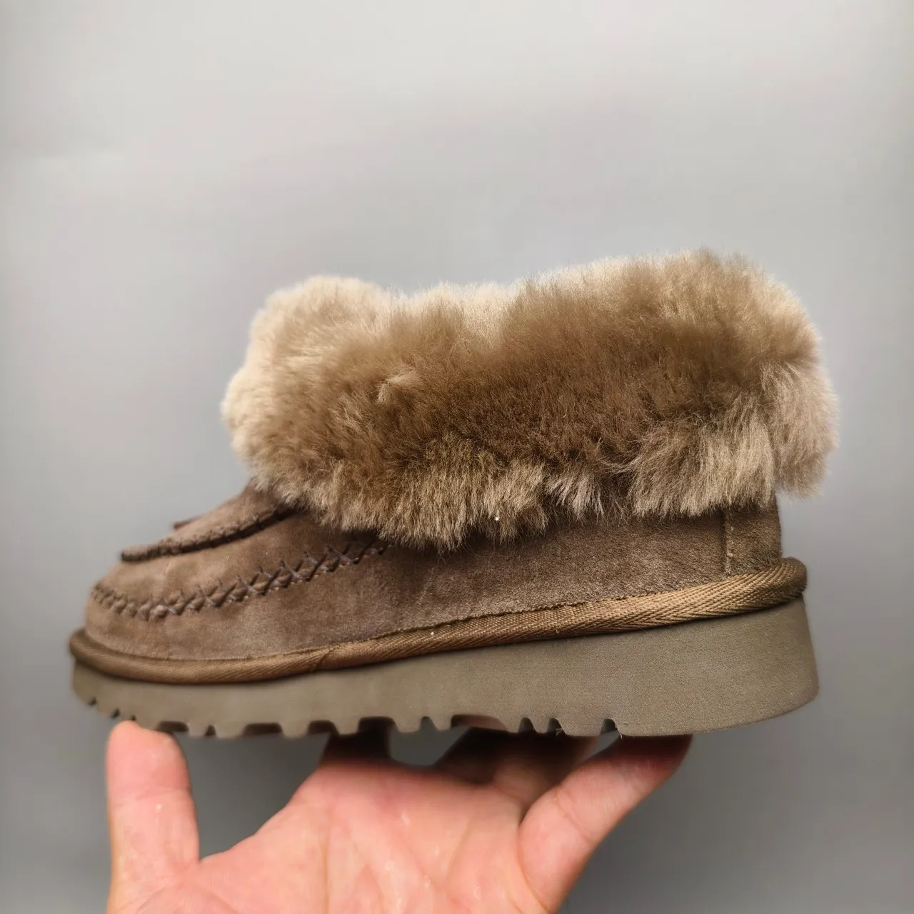 UGG Tasman Brown Suede Shearling Loafers 4