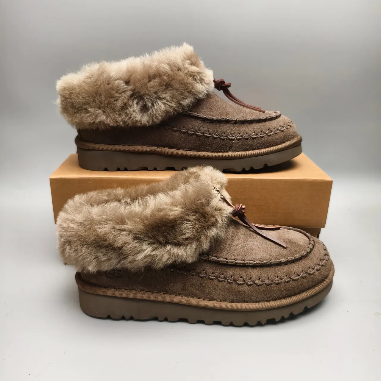 UGG Tasman Brown Suede Shearling Loafers 5